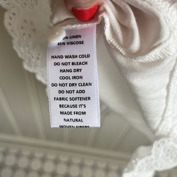 Carly Jean Los Angeles Florence Blouse White Eyelet Lace Trim - Picture 6 of 6